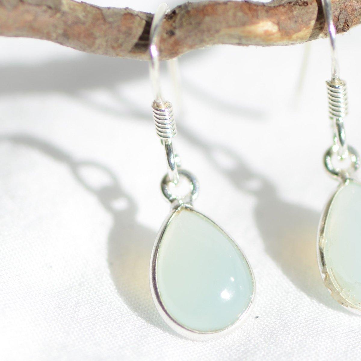 Boucles d'oreilles "Douceur" en Opaline Goutte (Argent 925) - lespierresdubienetre