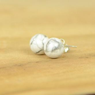 Boucles d'oreilles "Patience" en Howlite (Argent 925) - lespierresdubienetre