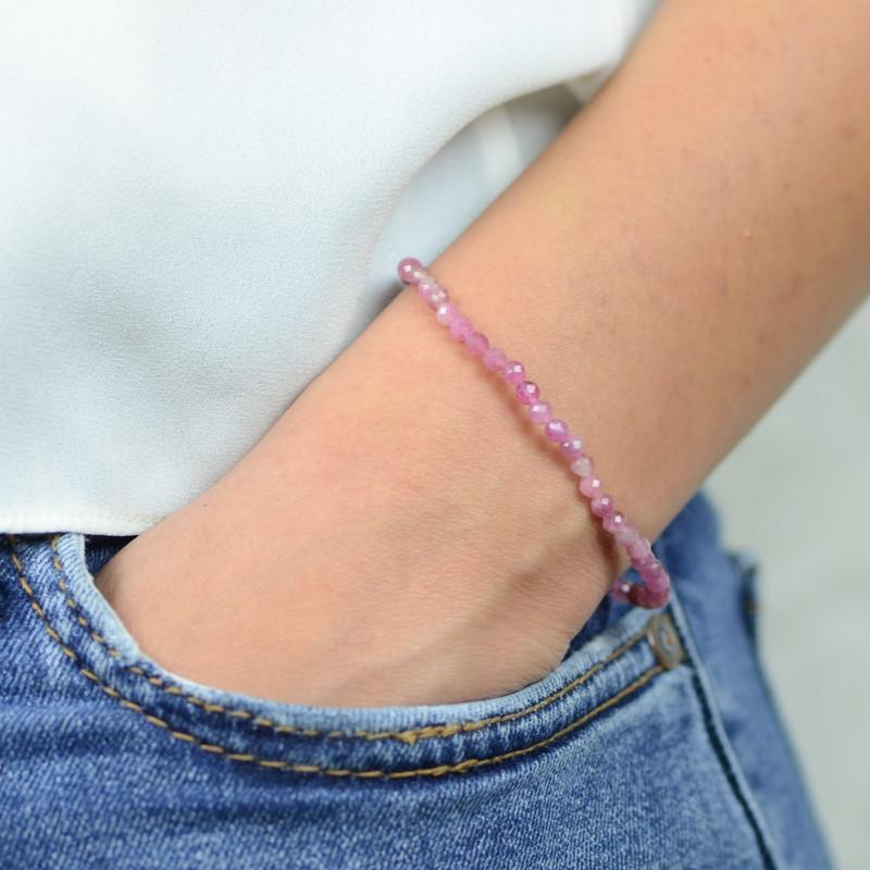 Bracelet "Absorption" en Tourmaline Rose à facettes - lespierresdubienetre
