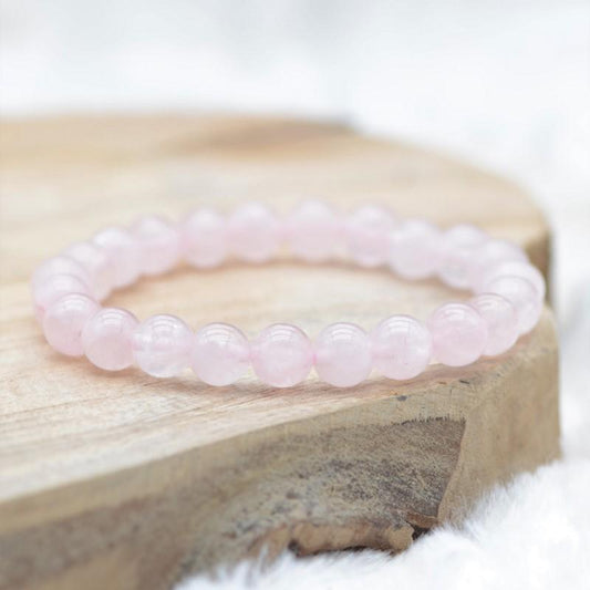 Bracelet "Amour" en Quartz Rose - lespierresdubienetre