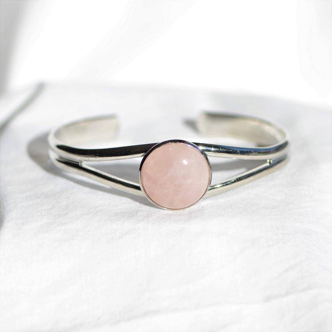 Bracelet "Amour" en Quartz Rose Bangle - Pièce de Bijouterie - lespierresdubienetre