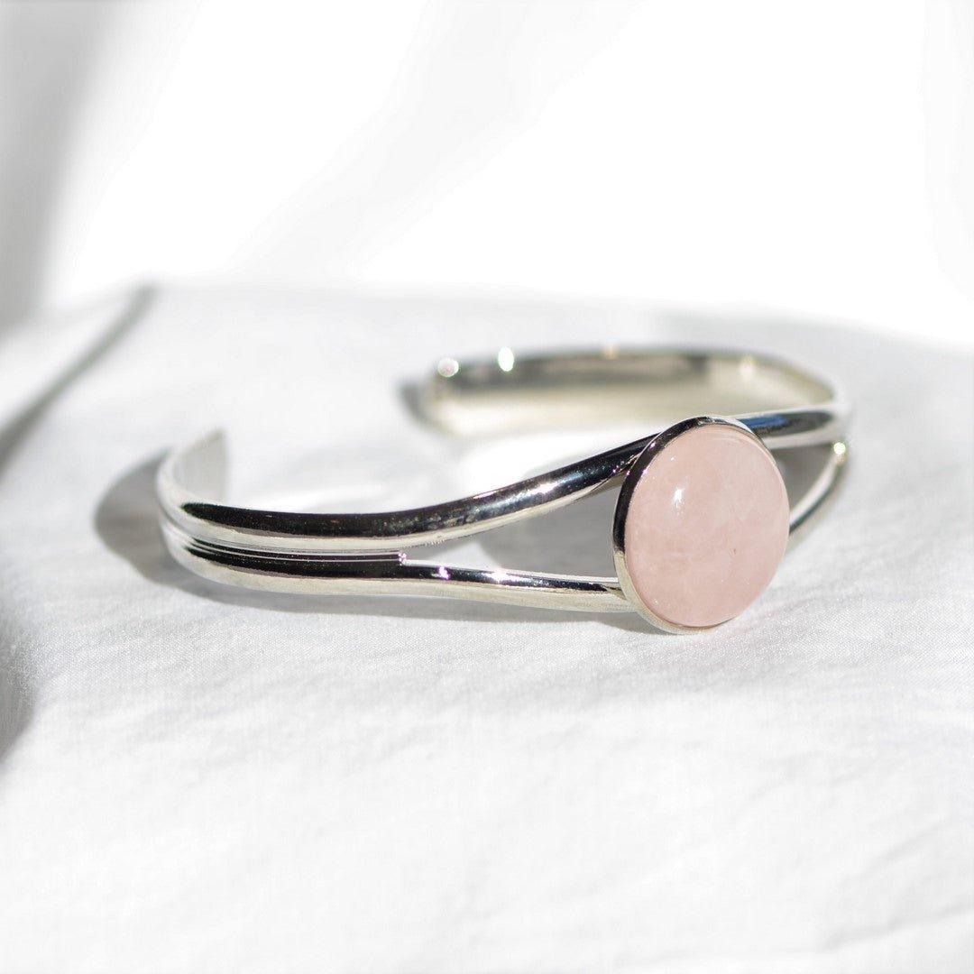 Bracelet "Amour" en Quartz Rose Bangle - Pièce de Bijouterie - lespierresdubienetre