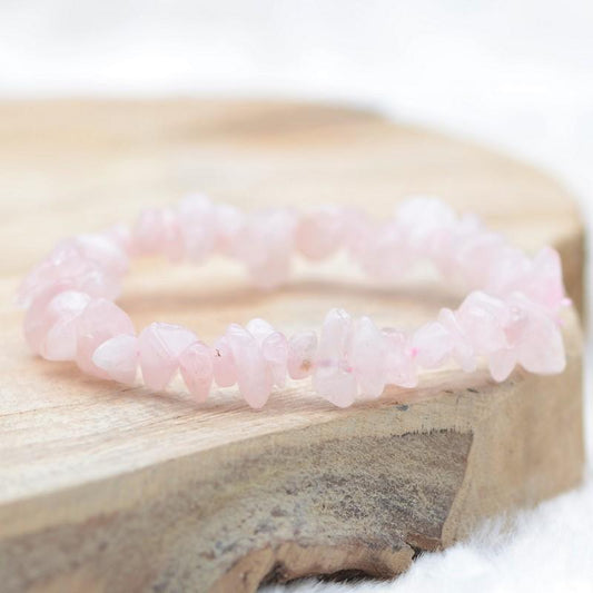 Bracelet "Amour" en Quartz Rose Chip - lespierresdubienetre