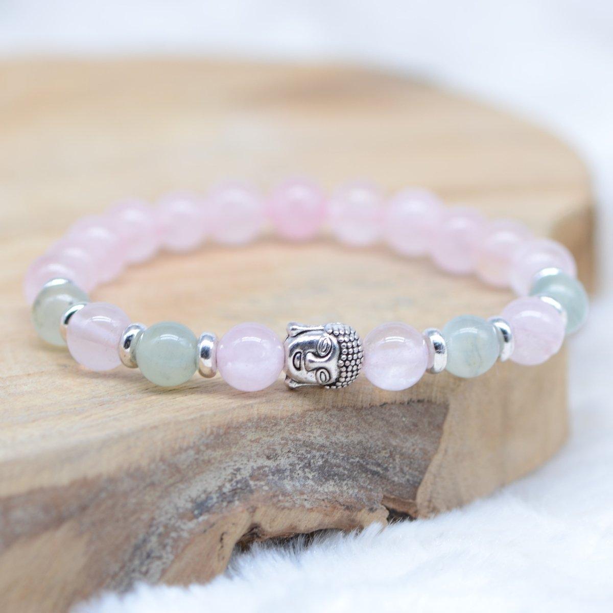 Bracelet "Amour et Sérénité" en Jade & Quartz rose - lespierresdubienetre