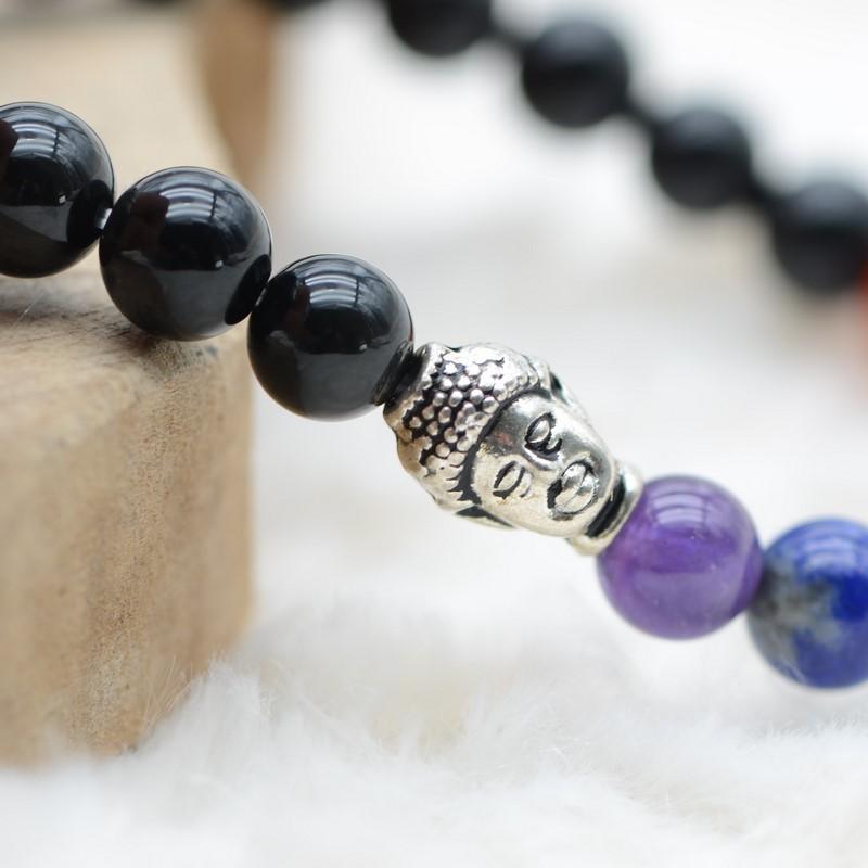 Bracelet "Ancrage des 7 Chakras" en Obsidienne Oeil Céleste - lespierresdubienetre