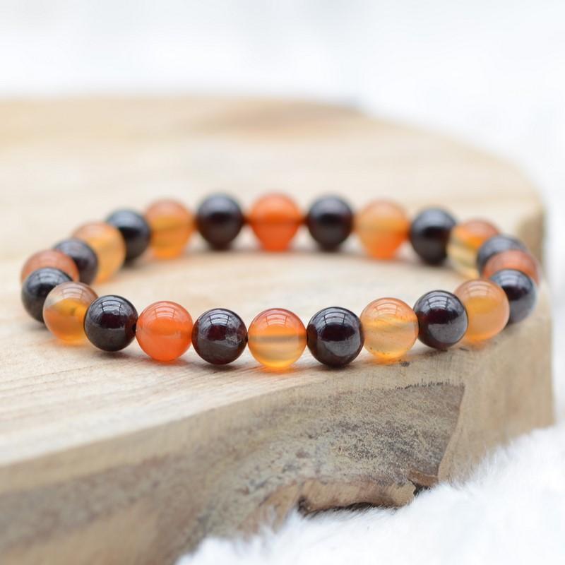 Bracelet "Ancrage et Assurance" Mix en Cornaline et Grenat - lespierresdubienetre