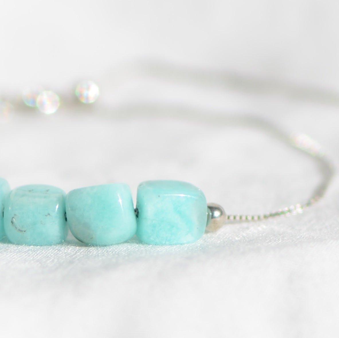 Bracelet "Apaisement" en Amazonite & Argent 925- Pièce de Bijouterie - lespierresdubienetre