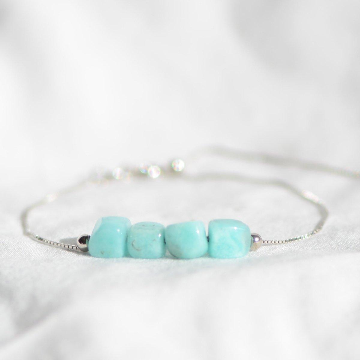 Bracelet "Apaisement" en Amazonite & Argent 925- Pièce de Bijouterie - lespierresdubienetre