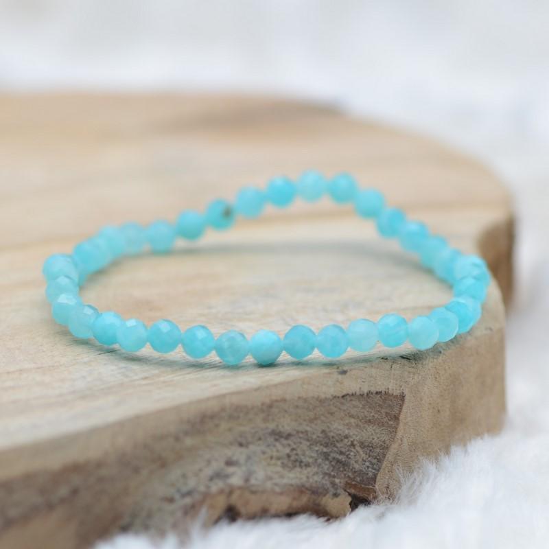 Bracelet "Apaisement" en Amazonite du Brésil à facettes - lespierresdubienetre