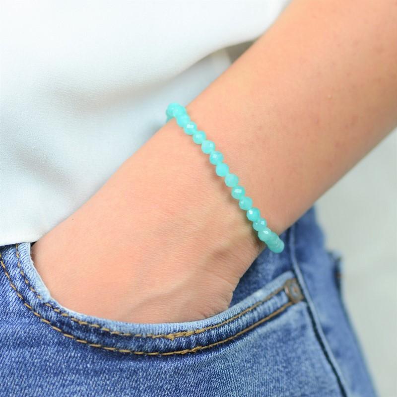 Bracelet "Apaisement" en Amazonite du Brésil à facettes - lespierresdubienetre