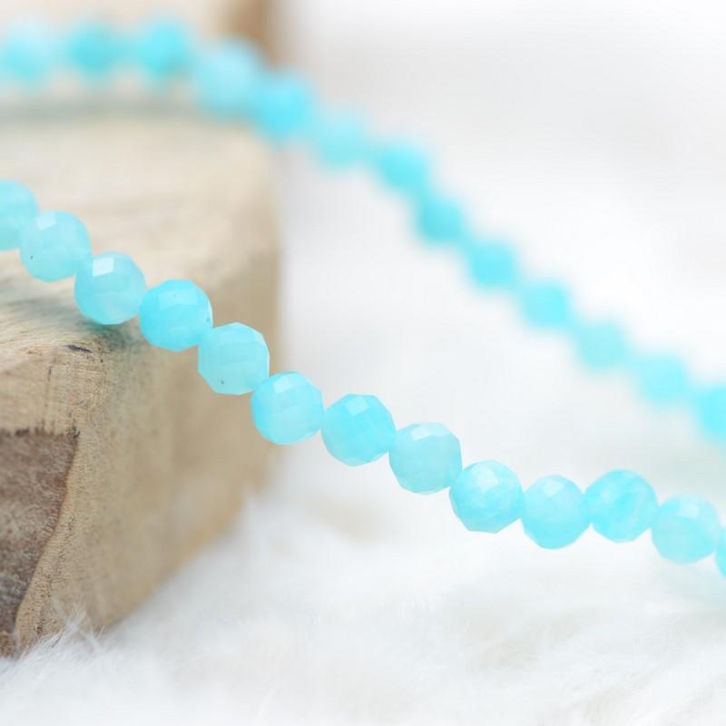 Bracelet "Apaisement" en Amazonite du Brésil à facettes - lespierresdubienetre