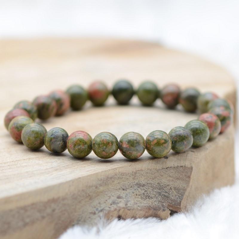 Bracelet "Apprentissage" en Unakite - lespierresdubienetre