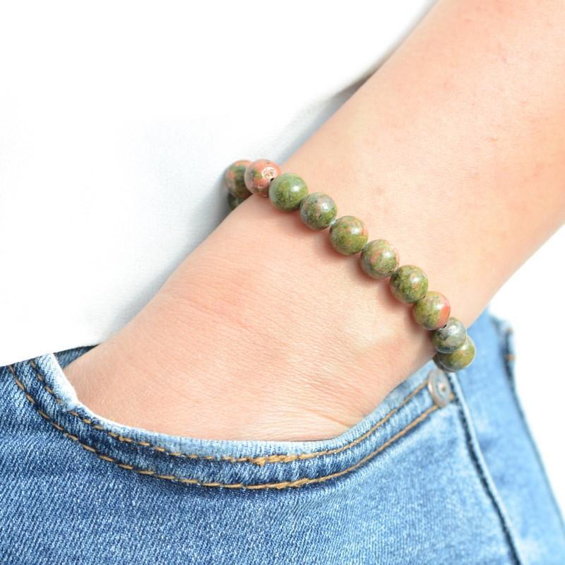 Bracelet "Apprentissage" en Unakite - lespierresdubienetre