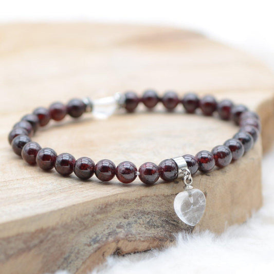 Bracelet "Assurance" en Grenat (Coeur en Quartz) - lespierresdubienetre