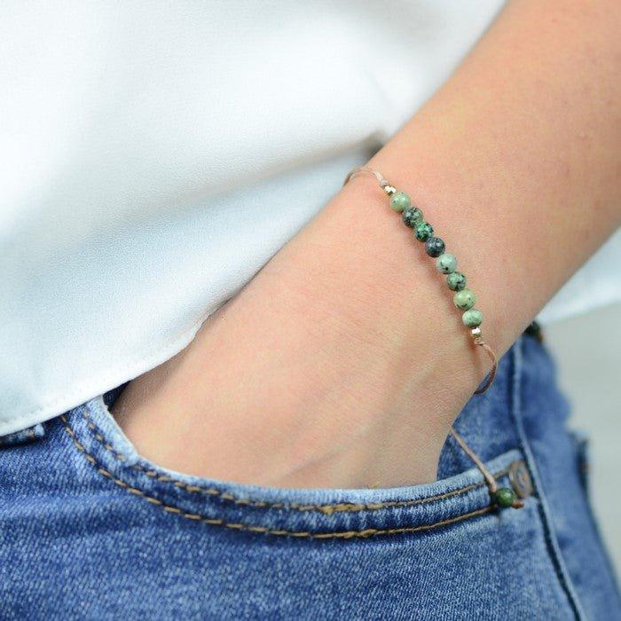 Bracelet Boho à perles"Soulagement" en Jaspe - lespierresdubienetre