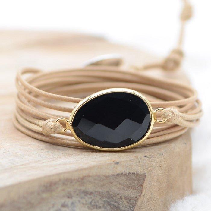 Bracelet Boho Filé "Force" en Onyx - lespierresdubienetre