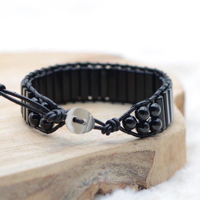 Bracelet Boho "Force" en Onyx - lespierresdubienetre