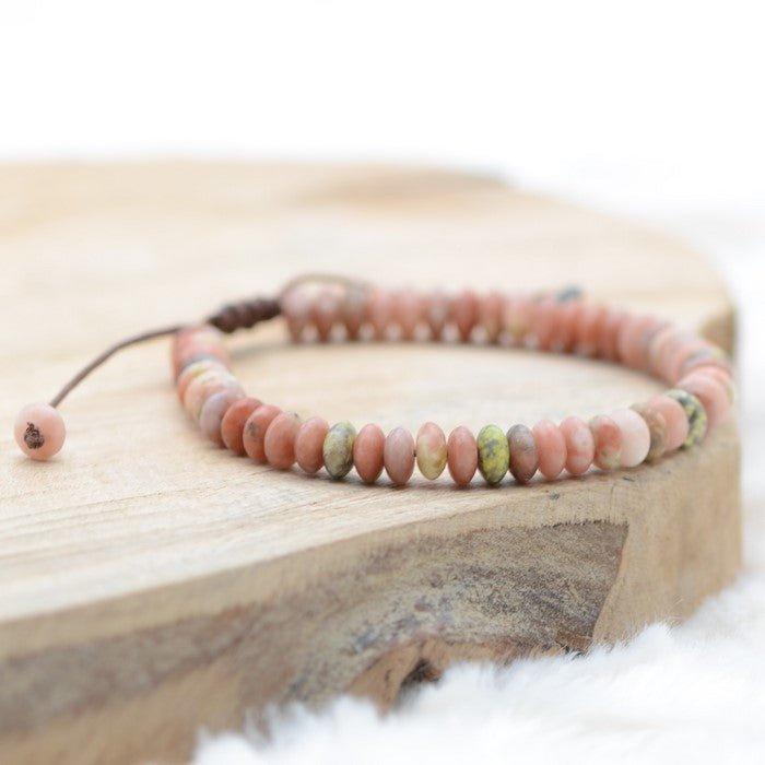 Bracelet Boho "Soulagement" Rose - lespierresdubienetre