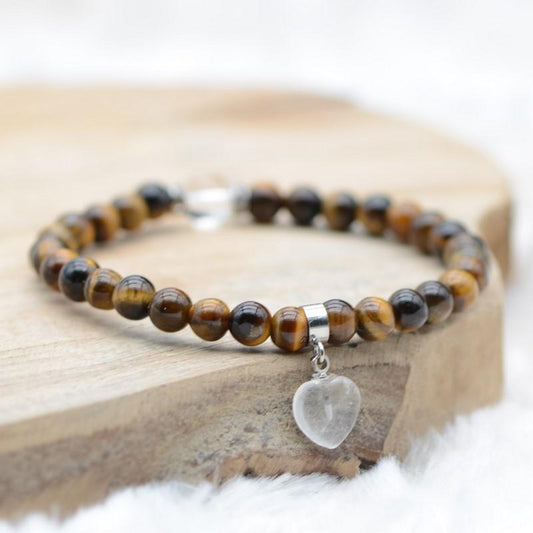 Bracelet "Confiance" en Œil-de-Tigre (Cœur en Quartz) - lespierresdubienetre