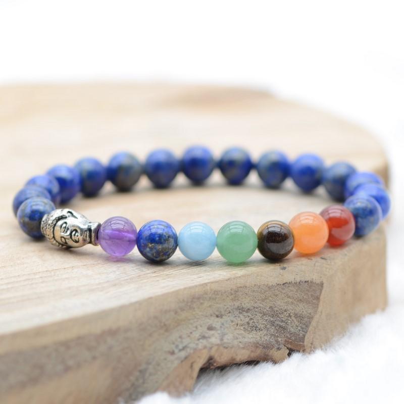 Bracelet "Contrôle des 7 Chakras" en Lapis Lazuli - lespierresdubienetre