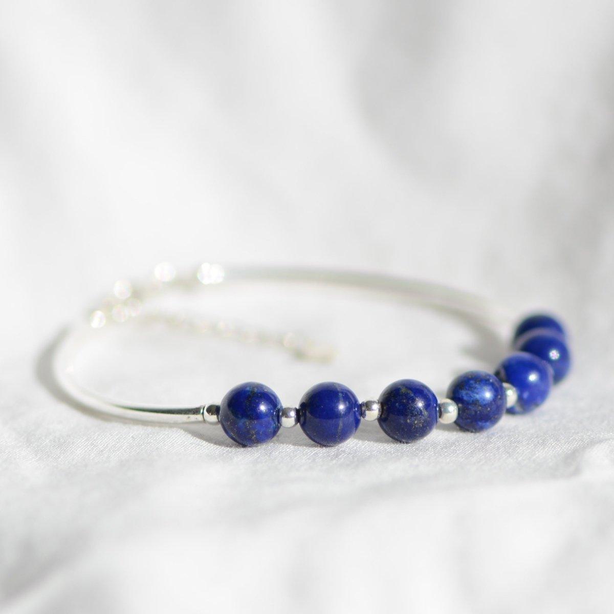 Bracelet "Contrôle" en Lapis Lazuli & Argent 925 - Pièce de Bijouterie - lespierresdubienetre