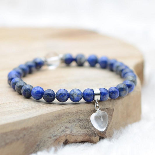 Bracelet "Contrôle" en Lapis Lazuli (Cœur en Quartz) - lespierresdubienetre