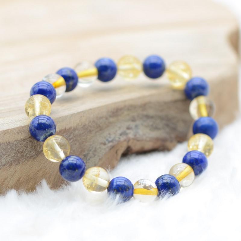 Bracelet "Contrôle et Réussite" Mix en Lapis Lazuli & Citrine - lespierresdubienetre