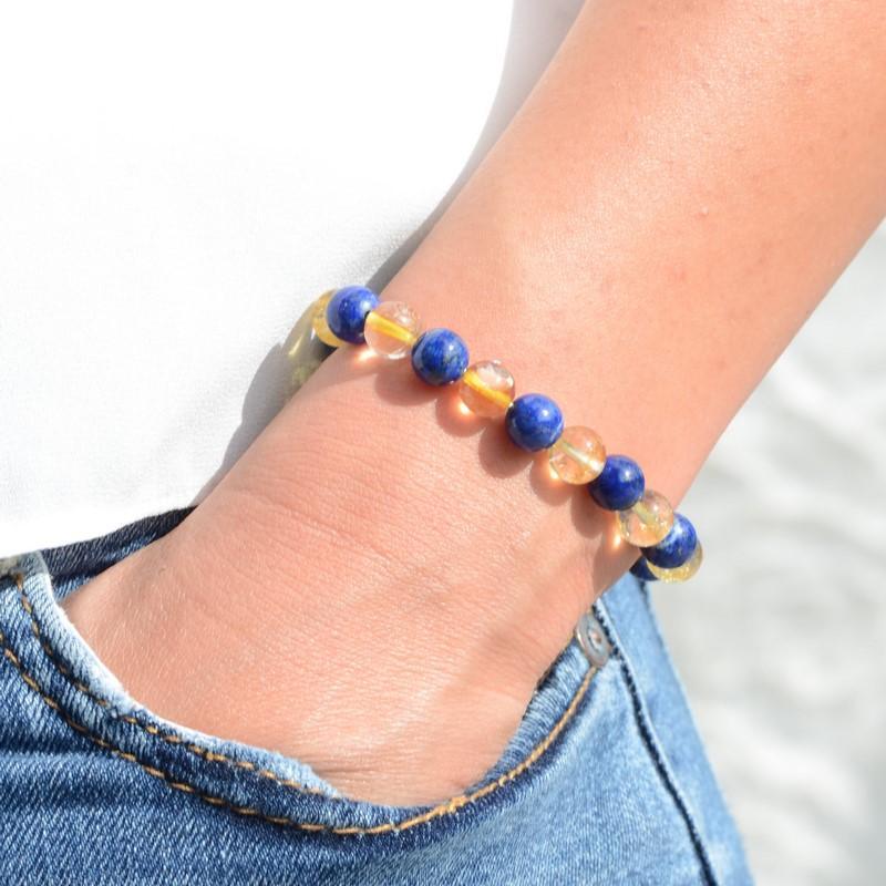 Bracelet "Contrôle et Réussite" Mix en Lapis Lazuli & Citrine - lespierresdubienetre