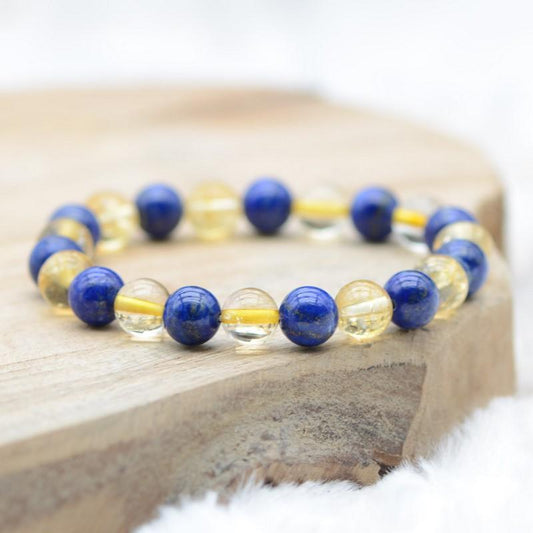 Bracelet "Contrôle et Réussite" Mix en Lapis Lazuli & Citrine - lespierresdubienetre