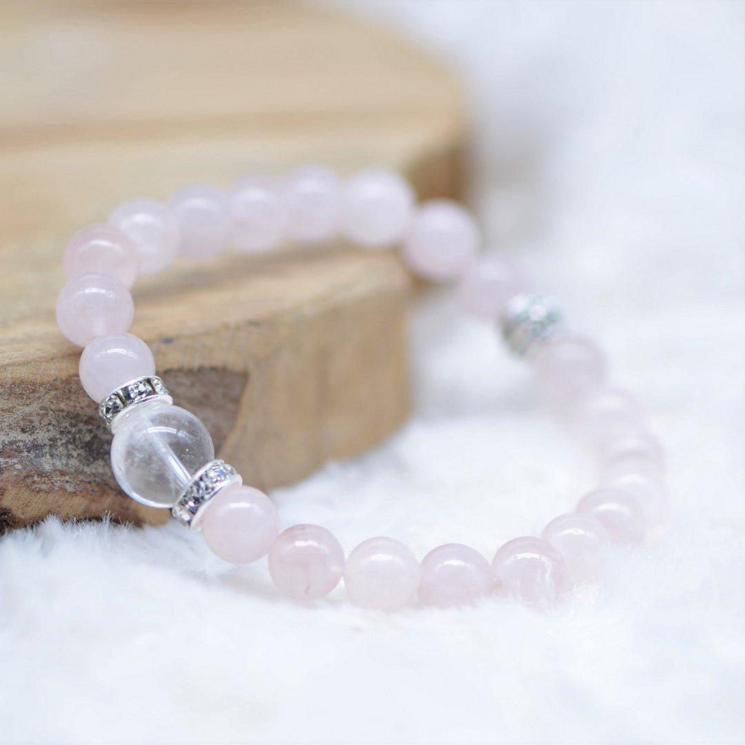 Bracelet Cristal "Amour" en Quartz Rose - lespierresdubienetre