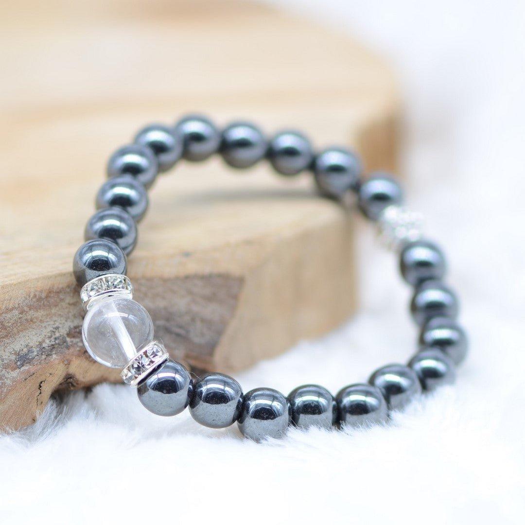 Bracelet Cristal "Dissipation" en Hématite - lespierresdubienetre