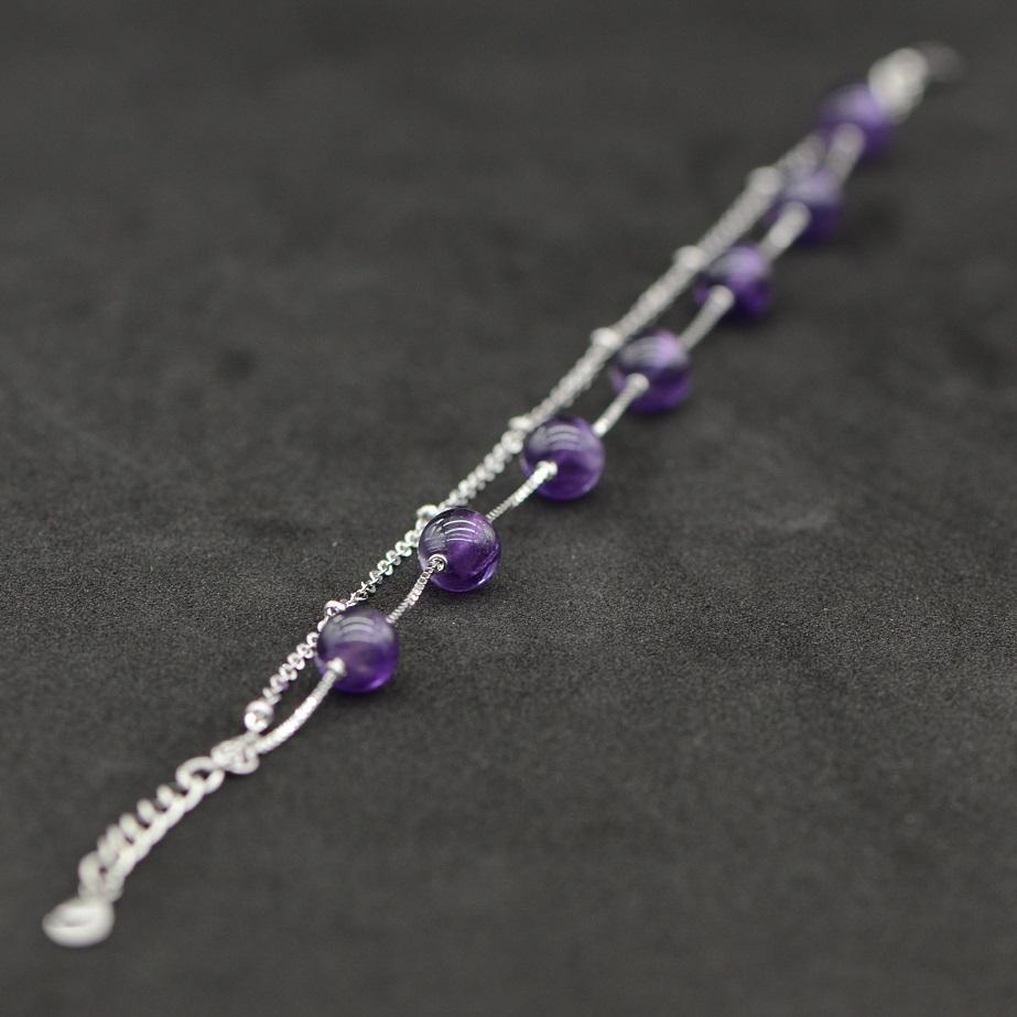 Bracelet en argent 925 "Sagesse" en Améthyste - Pièce Bijouterie - lespierresdubienetre