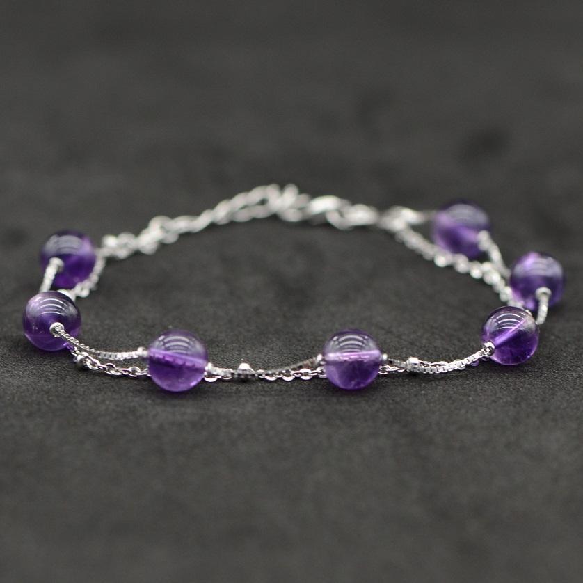 Bracelet en argent 925 "Sagesse" en Améthyste - Pièce Bijouterie - lespierresdubienetre