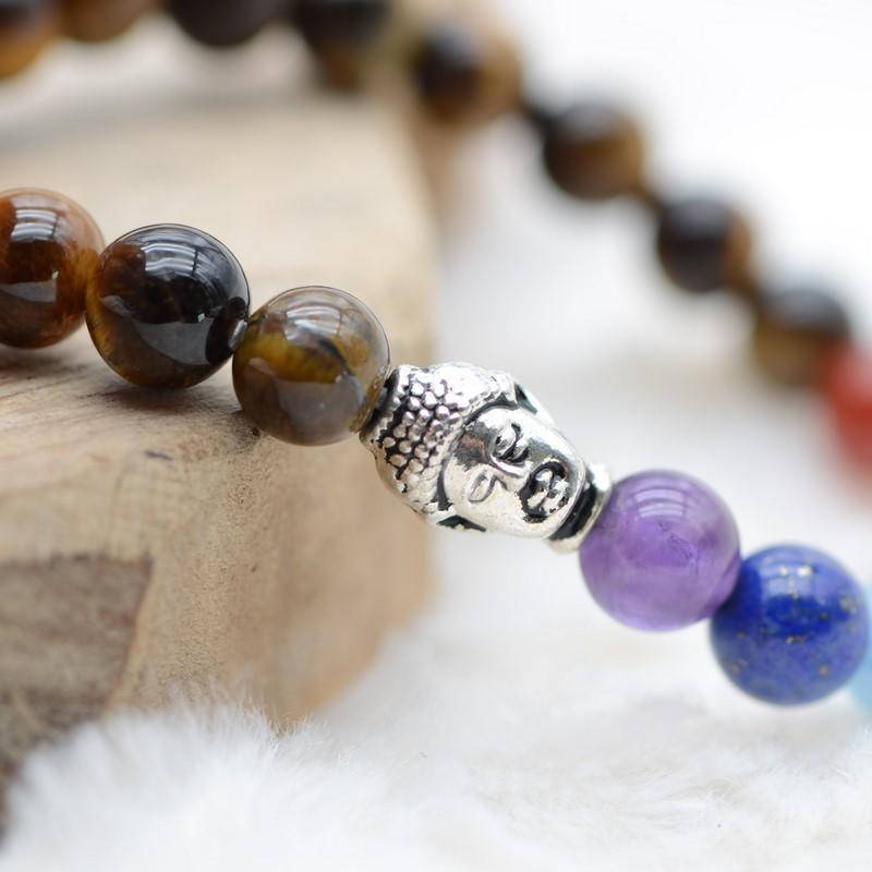 Bracelet "Équilibre des 7 Chakras" en Œil-de-Tigre - lespierresdubienetre