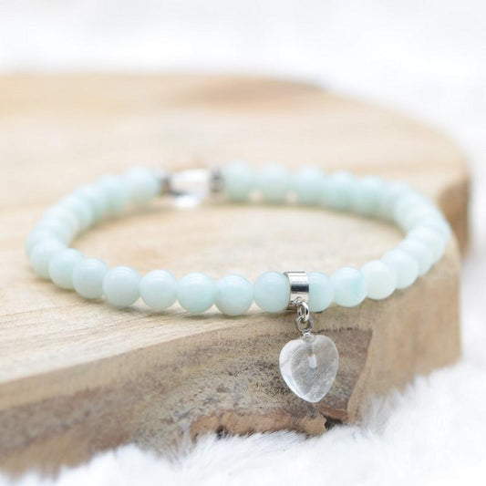 Bracelet "Féminité" en Pierre de Lune (Coeur en Quartz) - lespierresdubienetre