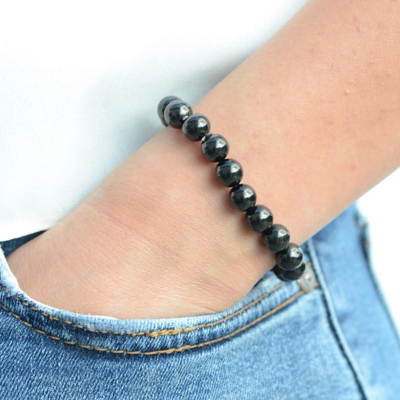 Bracelet "Force Mentale" en Agate Noire - lespierresdubienetre