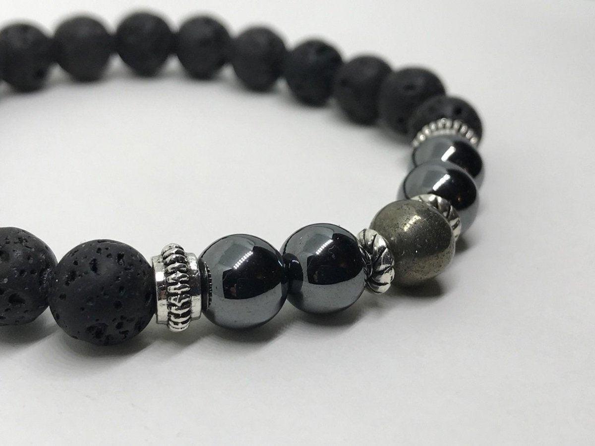 Bracelet "Harmonie et Energie" en Hematite & Pyrite - lespierresdubienetre