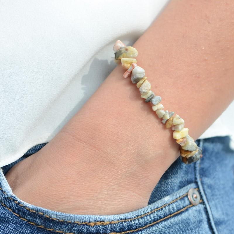 Bracelet "Joie" en Agate Crazy Lace Chip - lespierresdubienetre