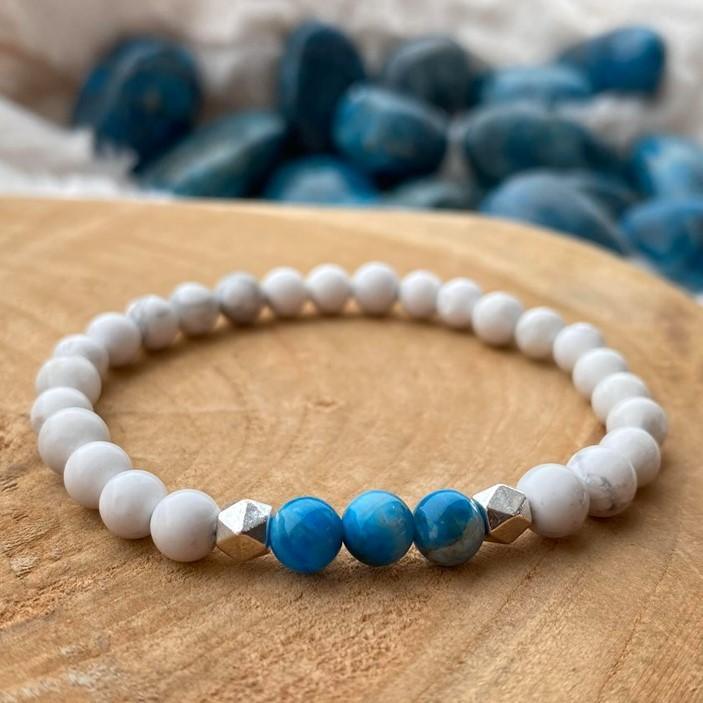 Bracelet "Minceur" En Apatite et Howlite - lespierresdubienetre