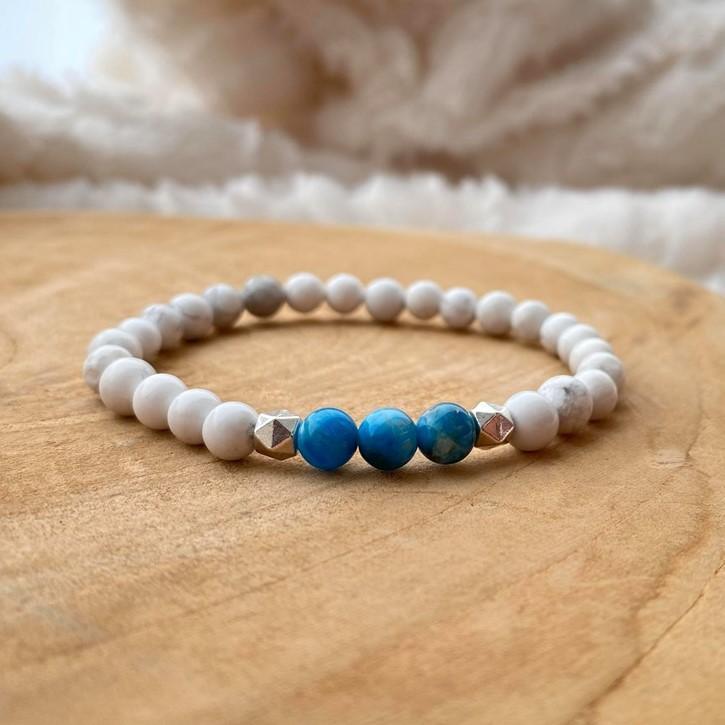 Bracelet "Minceur" En Apatite et Howlite - lespierresdubienetre