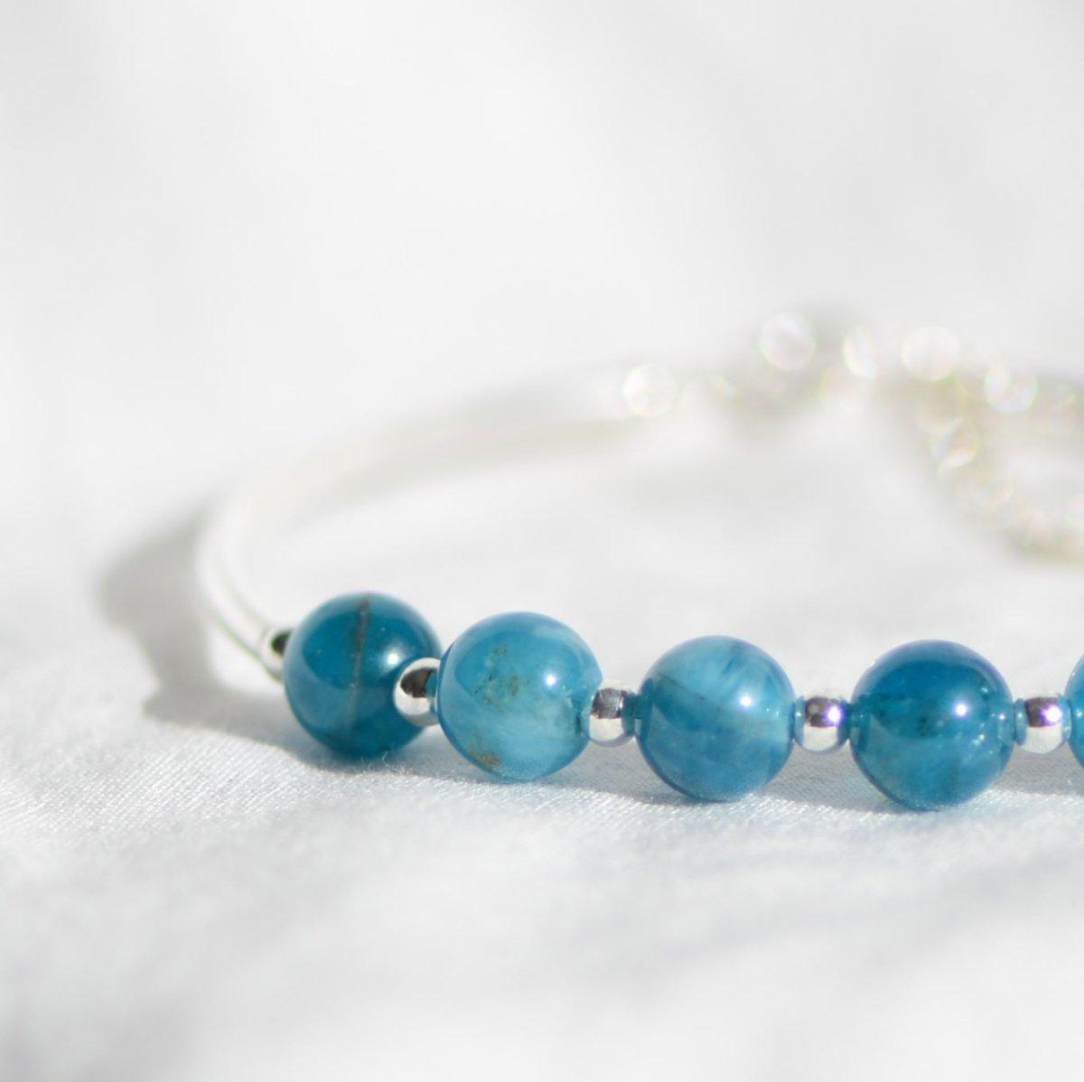 Bracelet "Motivation" en Apatite Bleue & Argent 925 - Pièce de Bijouterie - lespierresdubienetre