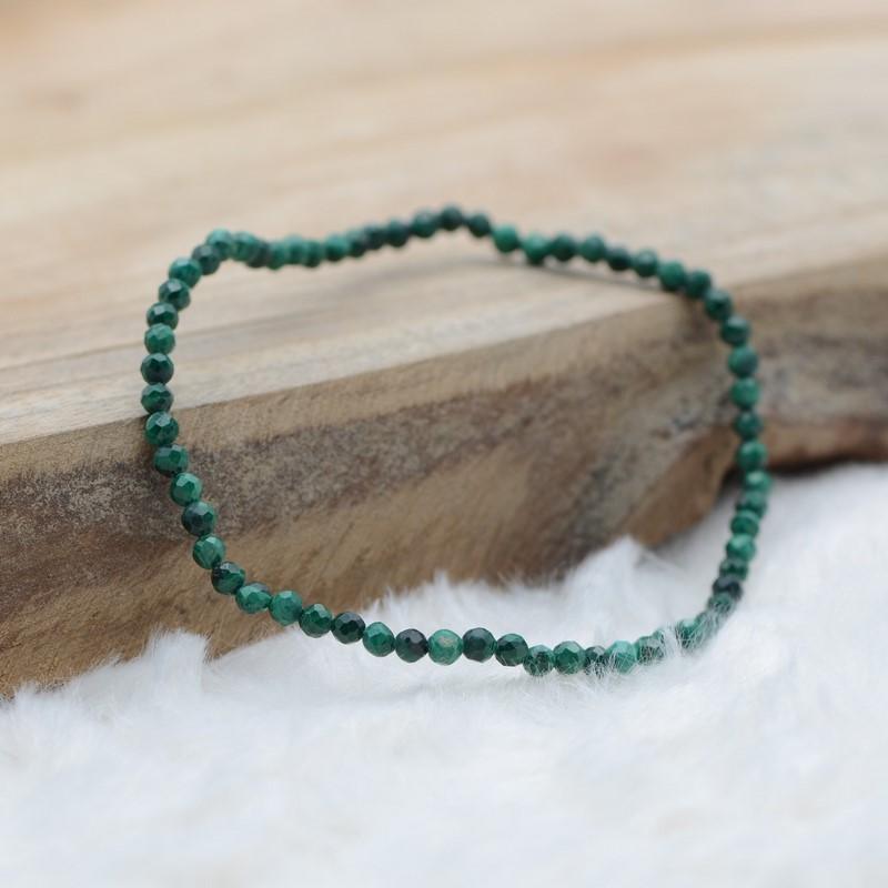 Bracelet "Paix" en Malachite à facettes - lespierresdubienetre