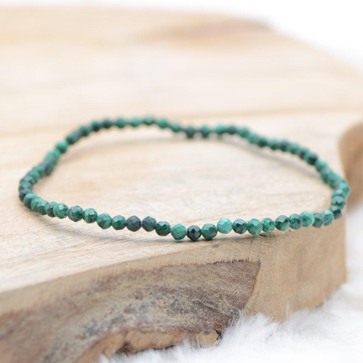 Bracelet "Paix" en Malachite à facettes - lespierresdubienetre