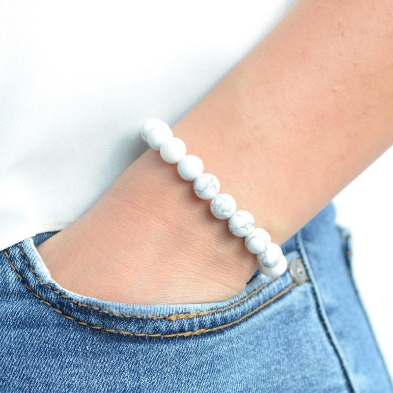 Bracelet "Patience" en Howlite - lespierresdubienetre