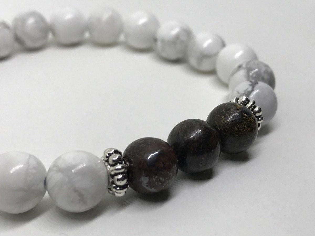 Bracelet "Patience et Douceur" en Bronzite & Howlite - lespierresdubienetre