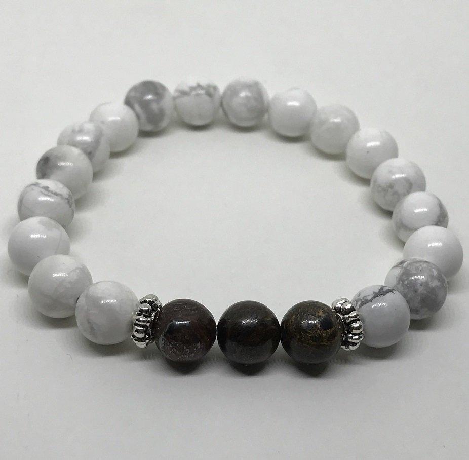 Bracelet "Patience et Douceur" en Bronzite & Howlite - lespierresdubienetre