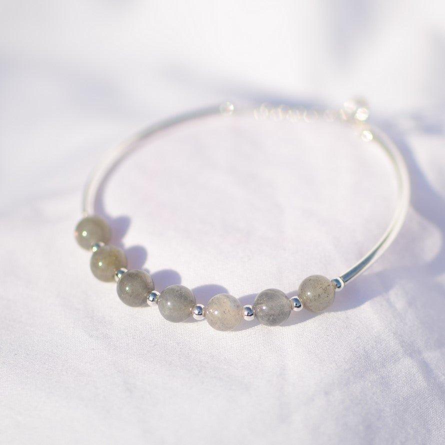 Bracelet "Protection" en Labradorite & Argent 925 - Pièce de Bijouterie - lespierresdubienetre