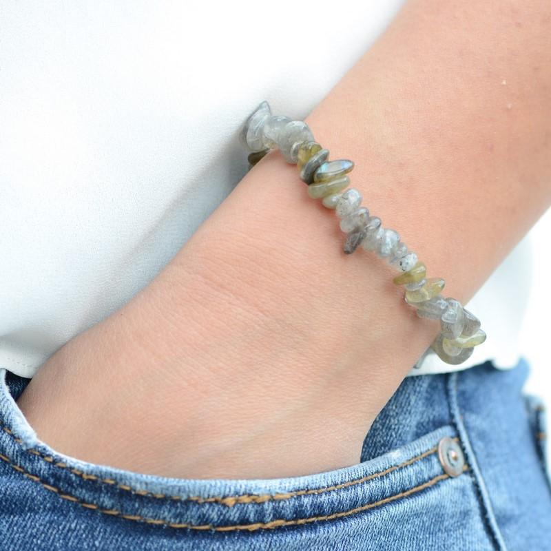 Bracelet "Protection" en Labradorite Chip - lespierresdubienetre