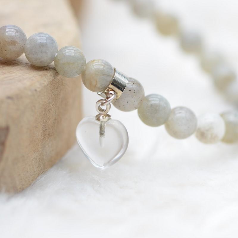 Bracelet "Protection" en Labradorite (Cœur en Quartz) - lespierresdubienetre