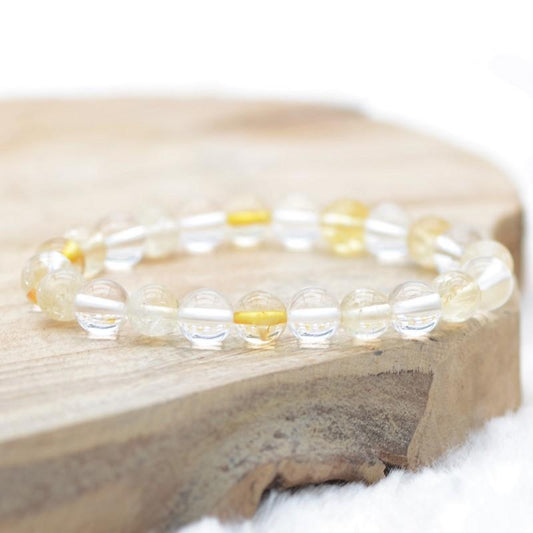 Bracelet "Réussite & Amplificateur" Mix en Citrine et Cristal de Roche - lespierresdubienetre